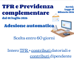 NOVITÀ TFR & PREVIDENZA COMPLEMENTARE dal 01/07/2026