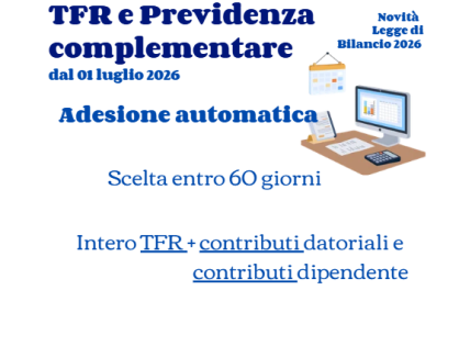 NOVITÀ TFR & PREVIDENZA COMPLEMENTARE dal 01/07/2026